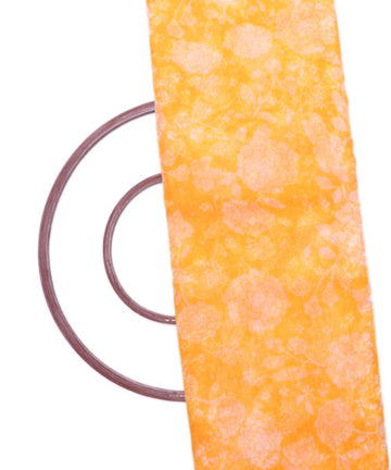 Yellow Colour Floral Print Organza Fabric